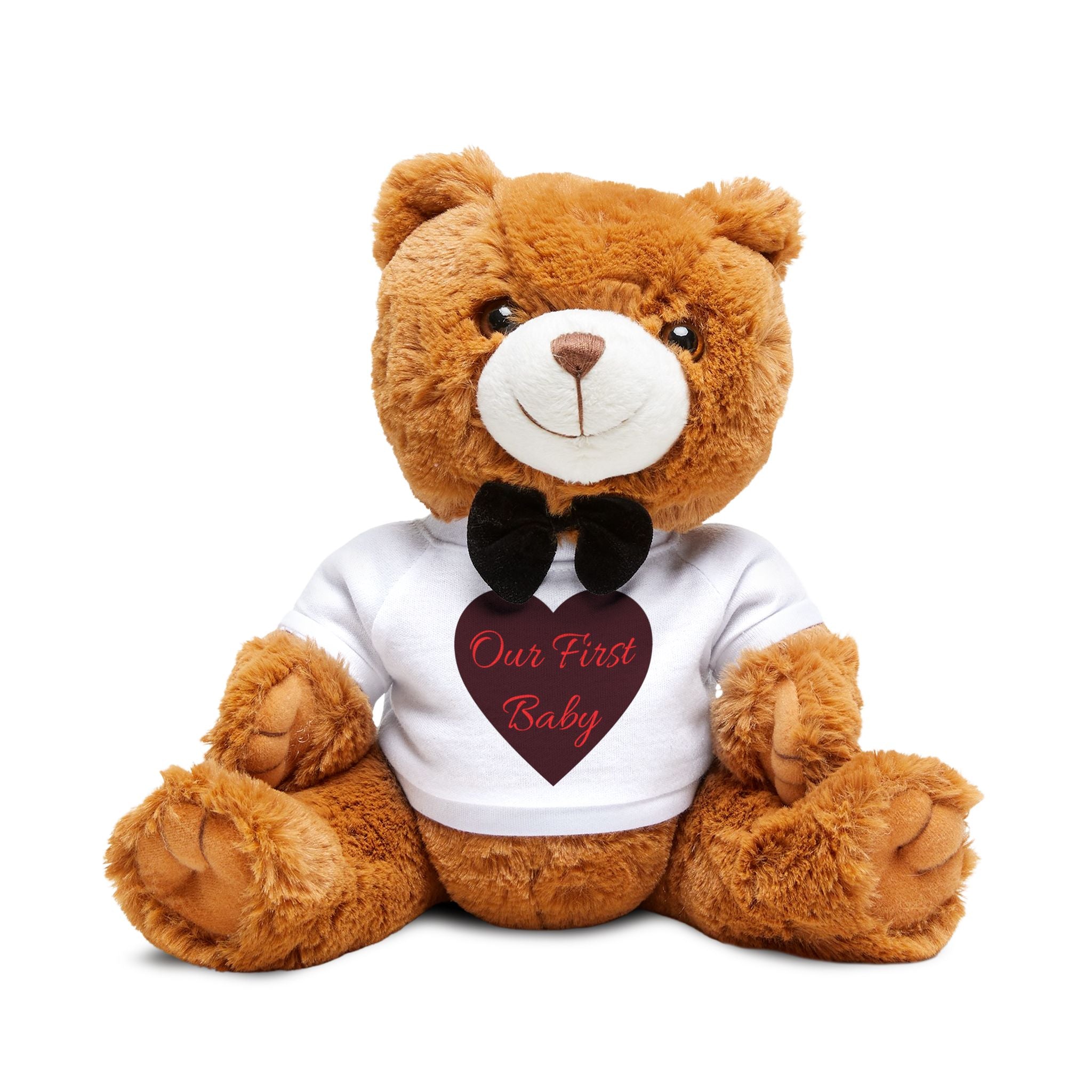 Plush Teddy Bear – 'Our First Baby' Keepsake Bear with T‑Shirt