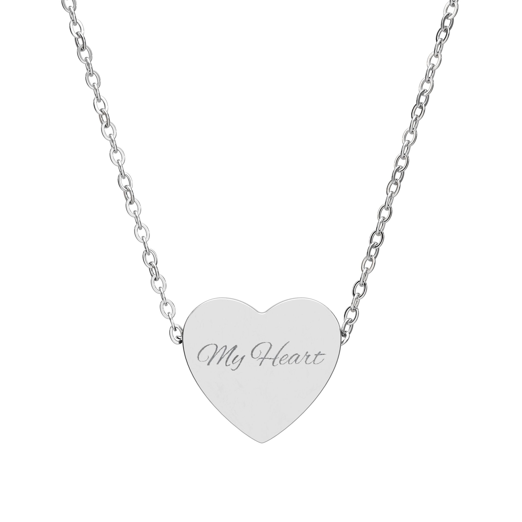 Engraved Heart Necklace — Personalized 'My Heart' Pendant, Gift for Valentines Day