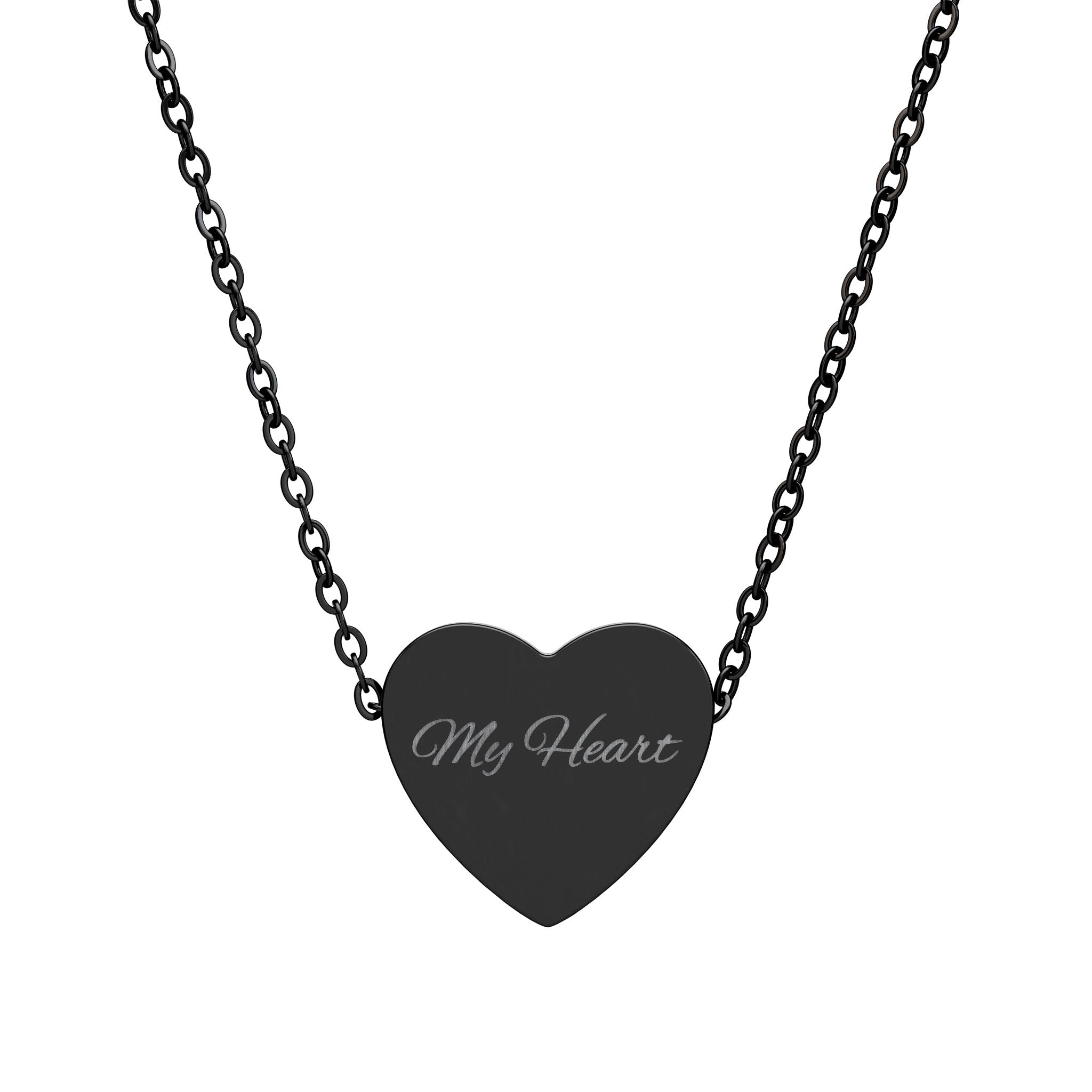Engraved Heart Necklace — Personalized 'My Heart' Pendant, Gift for Valentines Day