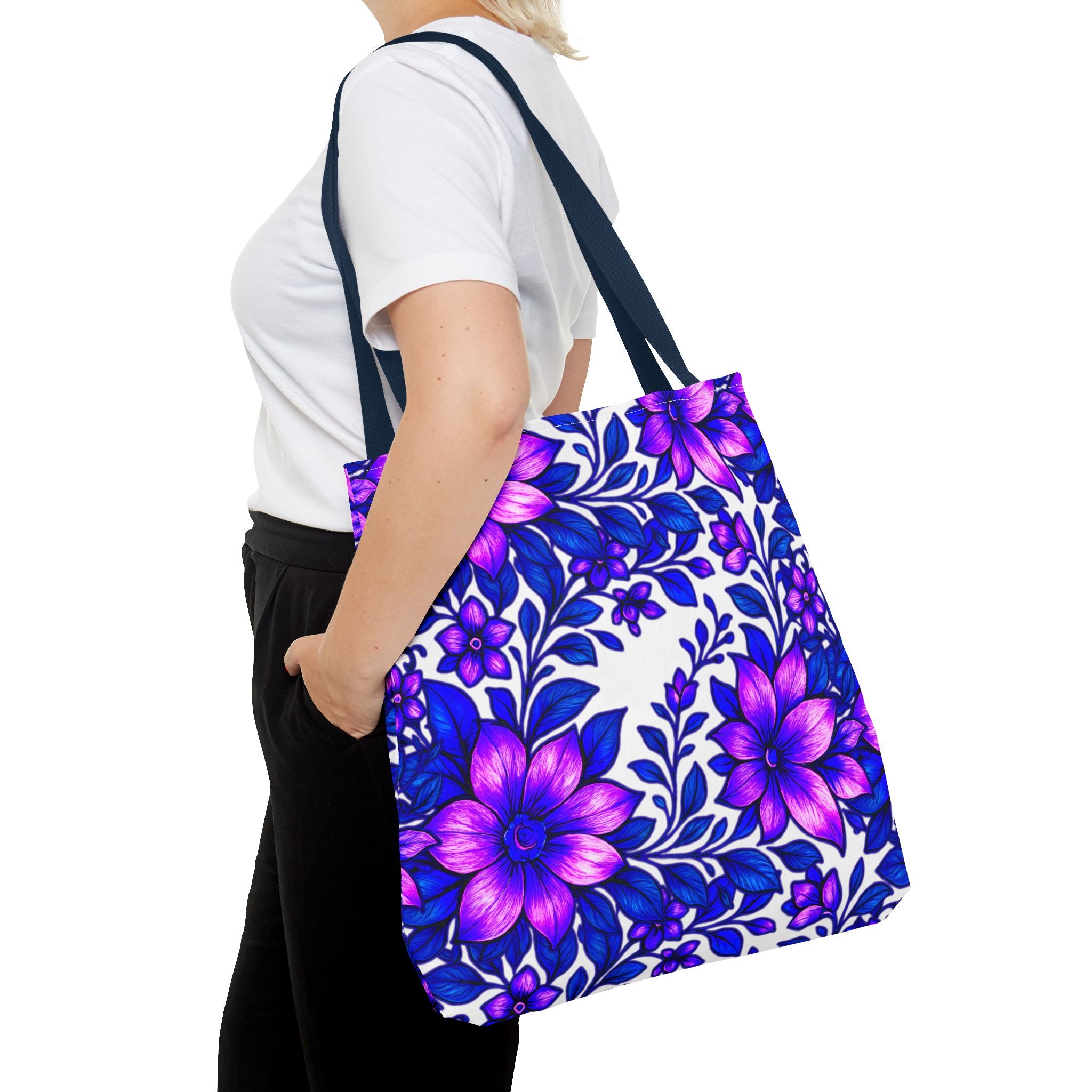 Floral Tote Bag — Reusable Shoulder Grocery & Beach Bag, Valentine's Day Gift for Ladies