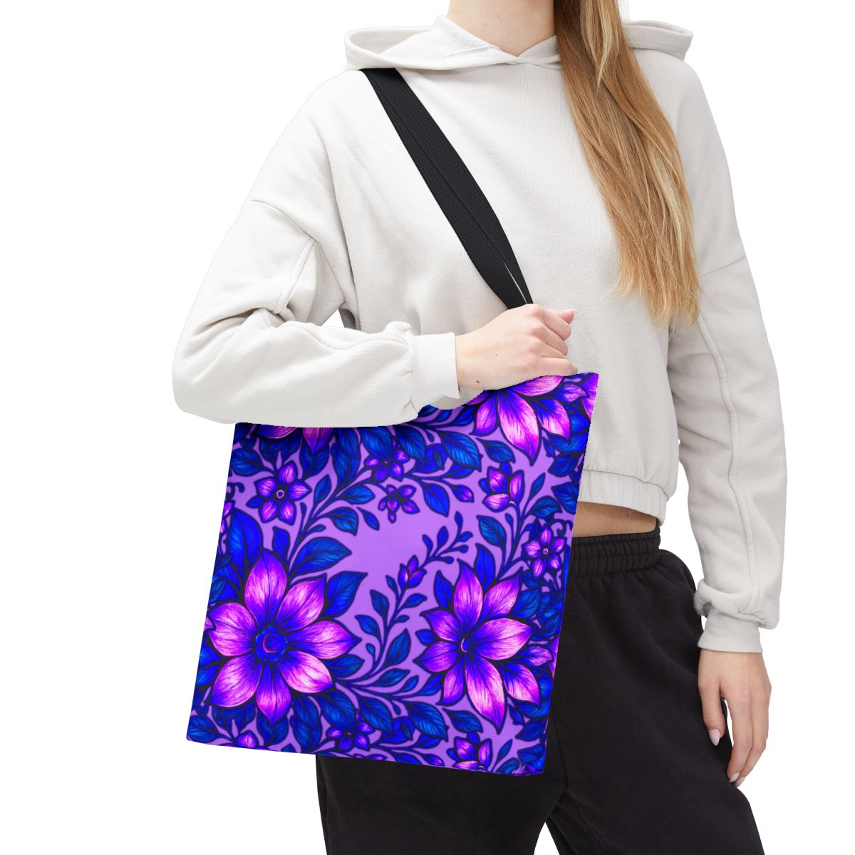 Floral Tote Bag — Reusable Shoulder Grocery & Beach Bag, Valentine's Day Gift for Ladies