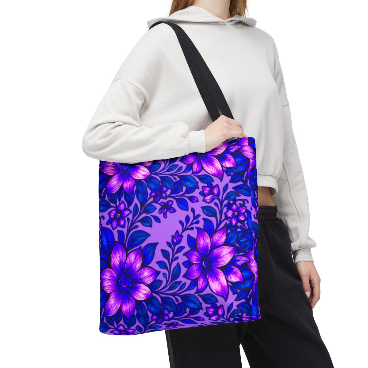 Floral Tote Bag — Reusable Shoulder Grocery & Beach Bag, Valentine's Day Gift for Ladies