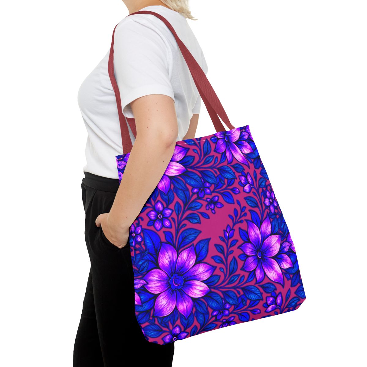 Floral Tote Bag — Reusable Shoulder Grocery & Beach Bag, Valentine's Day Gift for Ladies