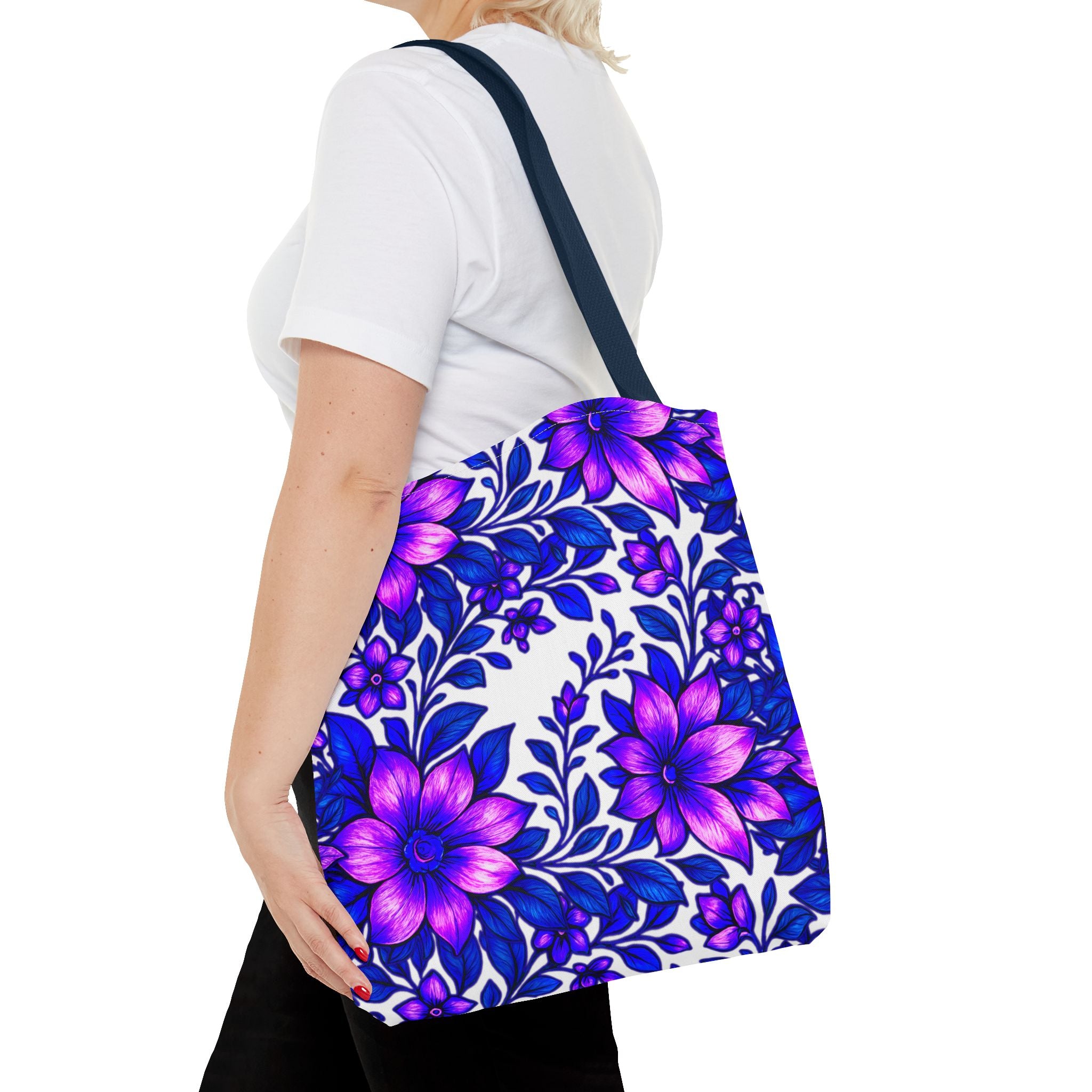 Floral Tote Bag — Reusable Shoulder Grocery & Beach Bag, Valentine's Day Gift for Ladies