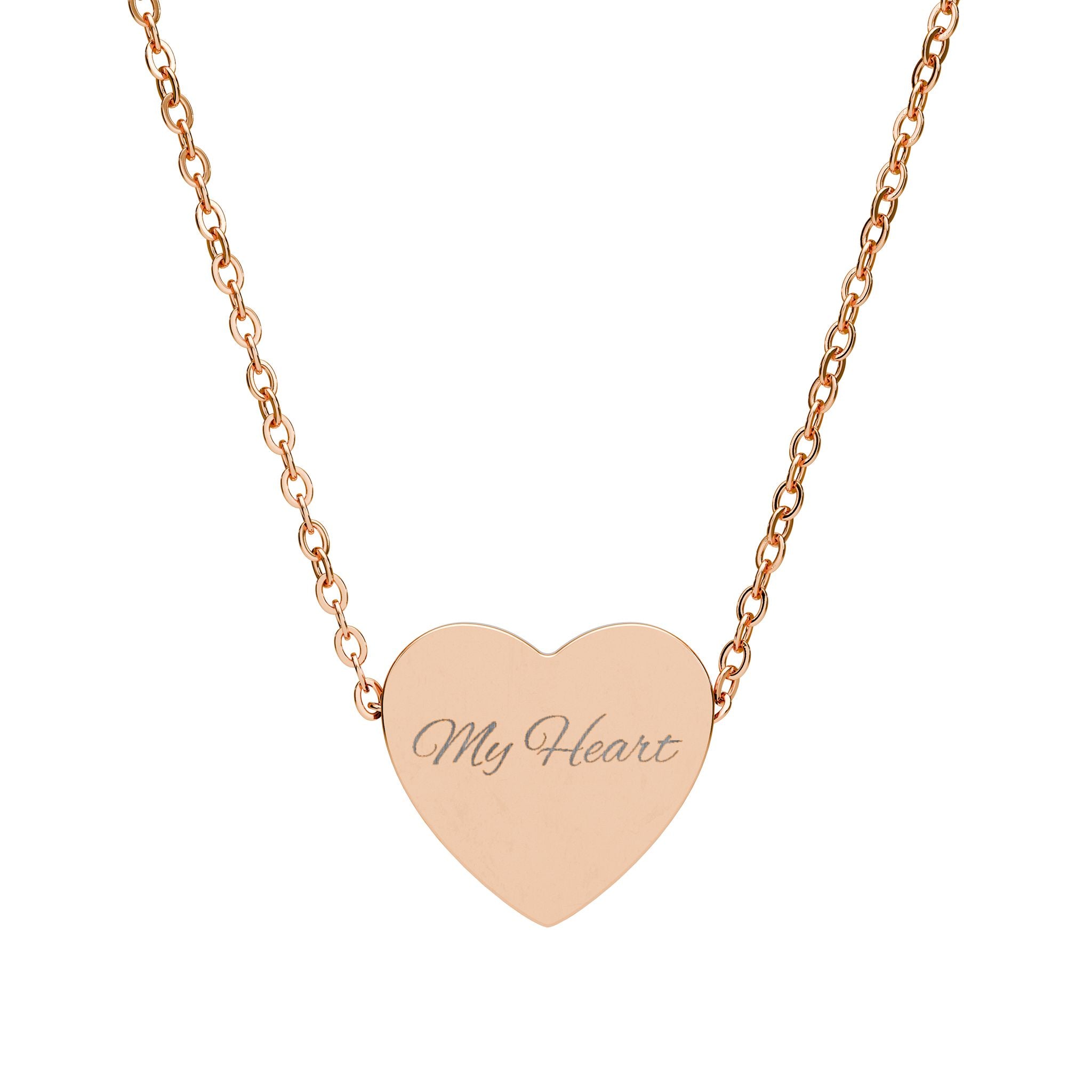 Engraved Heart Necklace — Personalized 'My Heart' Pendant, Gift for Valentines Day