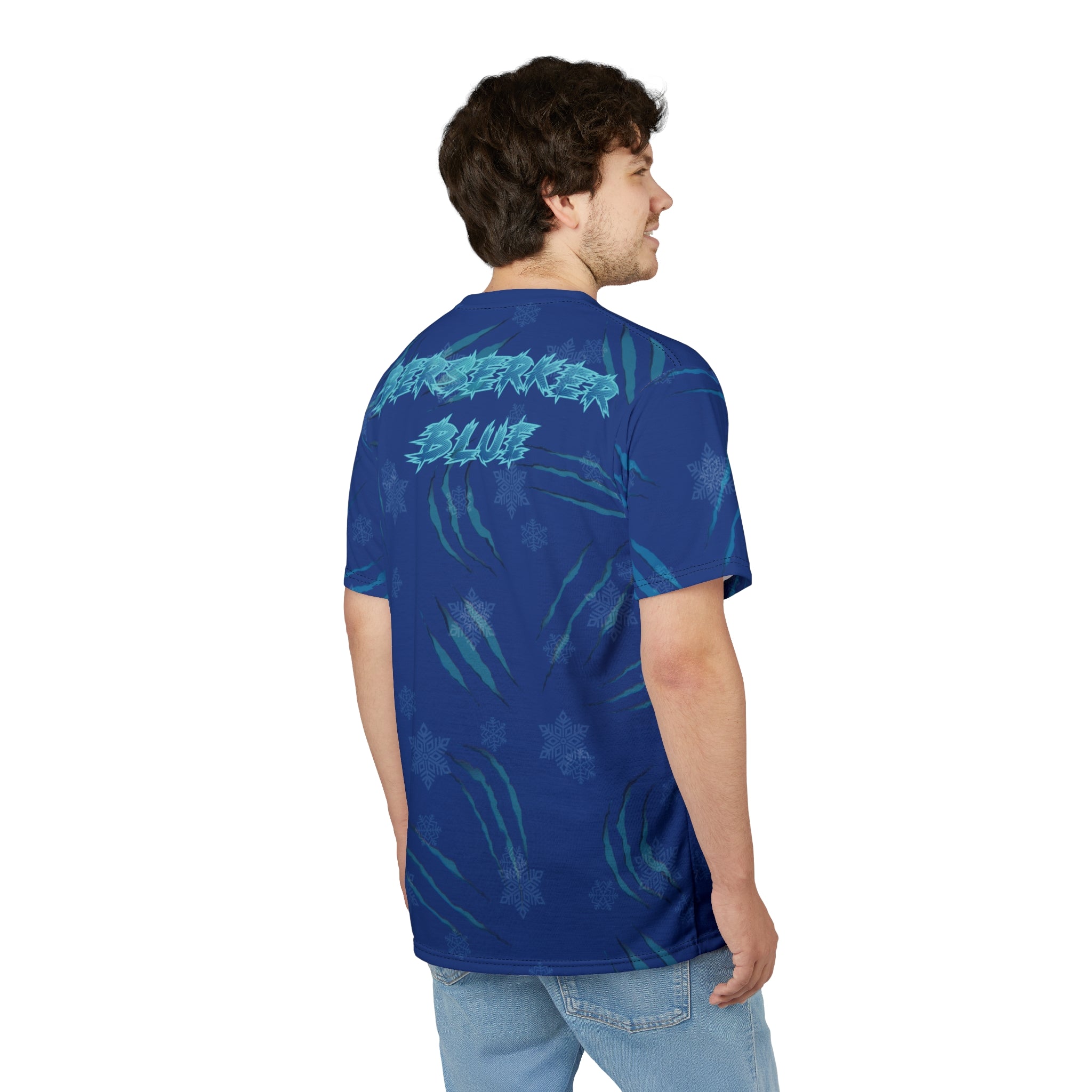 Rage Quit Gaming Wolf Tee — Berserker Blue Neon Controller All-Over Print